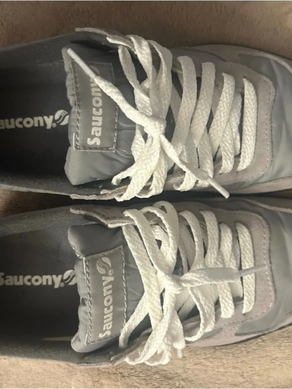 Saucony Light Gray Suede & Nylon Sneakers with White Laces size 7.5 - Picture 6 of 8